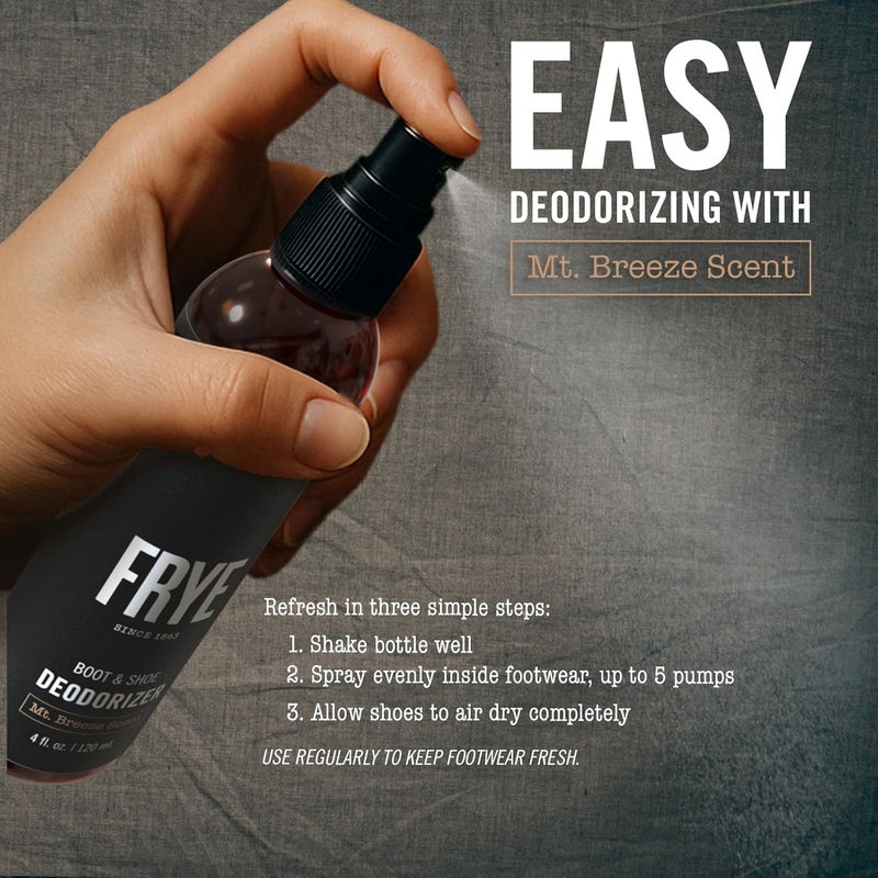 Frye Boot & Shoe Deodorizer Spray - Powerful Enzyme Formula Spray for Shoe Odor Elimination in All Footwear (Mt. Breeze) - Image 4